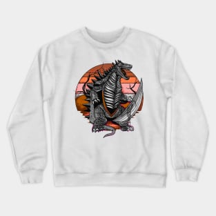 Attacking dinosaur with sun in the background Crewneck Sweatshirt